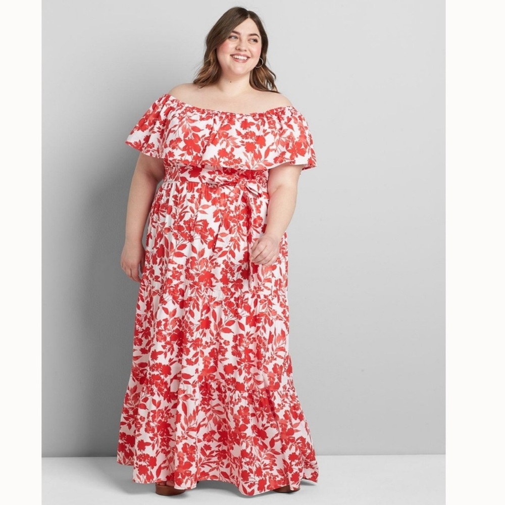Lane Bryant Floral Maxi Off the Shoulder Dress Size 18/20